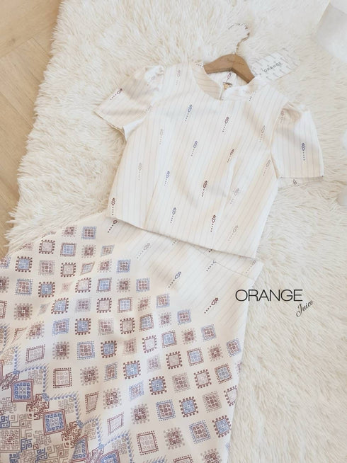 ORANGE JUICE Printed Tops With Long Skirts Sets